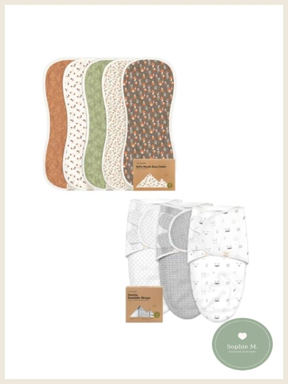 5-Pack Muslin Burp Cloths 3-Pack Swaddle Sleep Sack Cotton Newborn Burp Rags